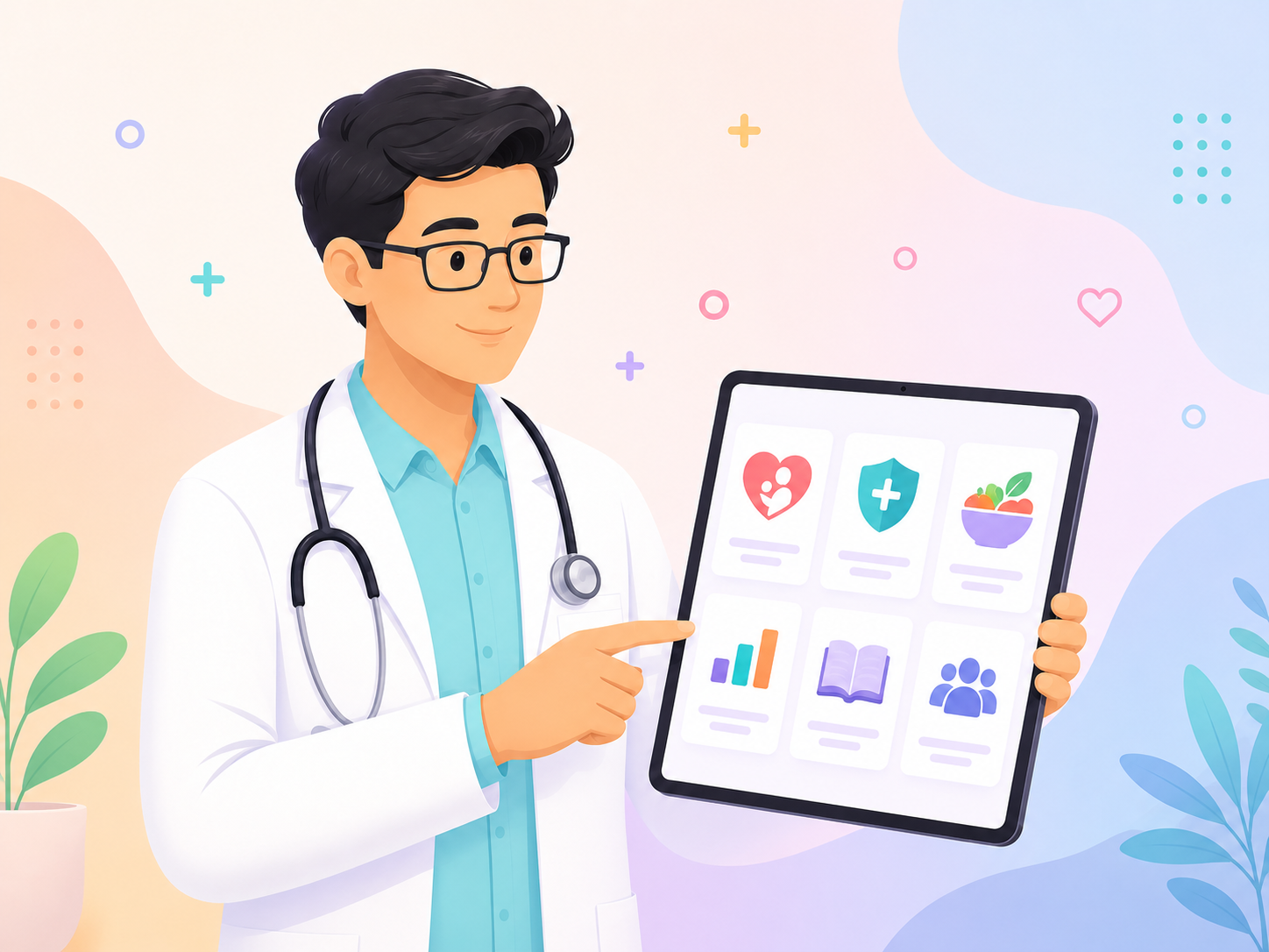 Pediatrician consulting family